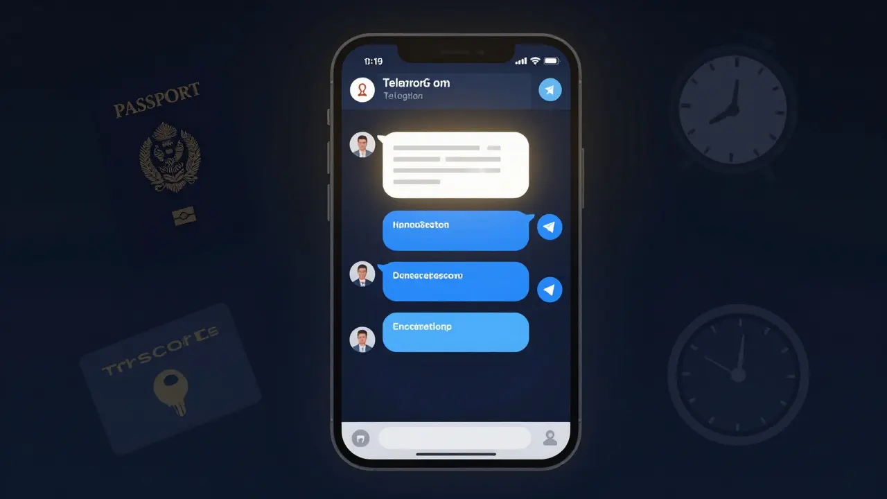 A smartphone displaying a secure encrypted video call interface in a dark room.