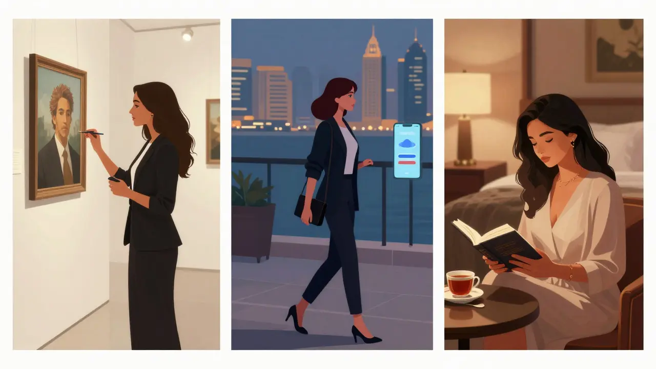 Three independent women in Dubai engaging in different companionship roles: event, evening, and overnight.